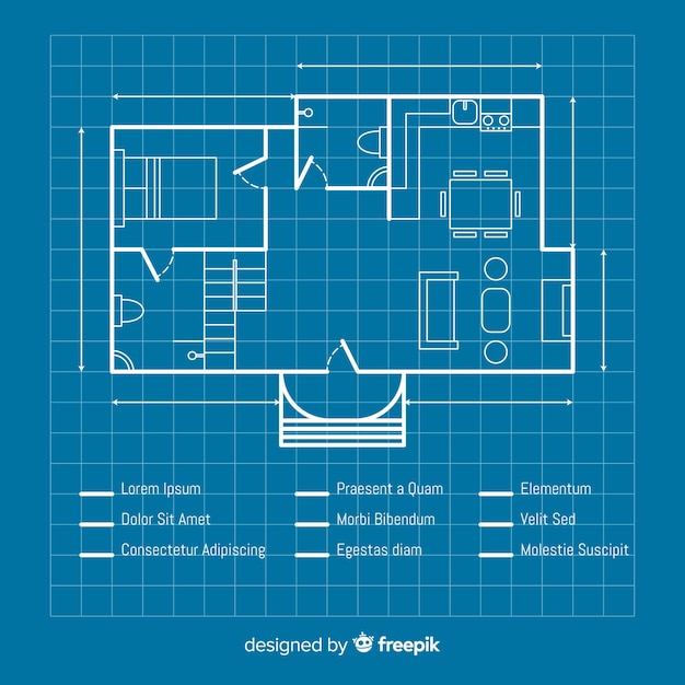 Vecteur gratuit plan d'un plan d'esquisse de maison