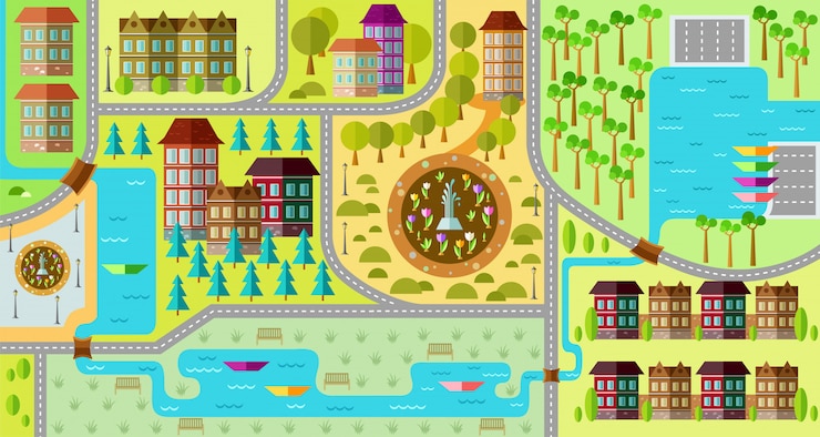 Vecteur gratuit plan de ville plat