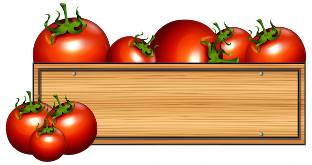 Vecteur gratuit planche de bois avec des tomates fraîches