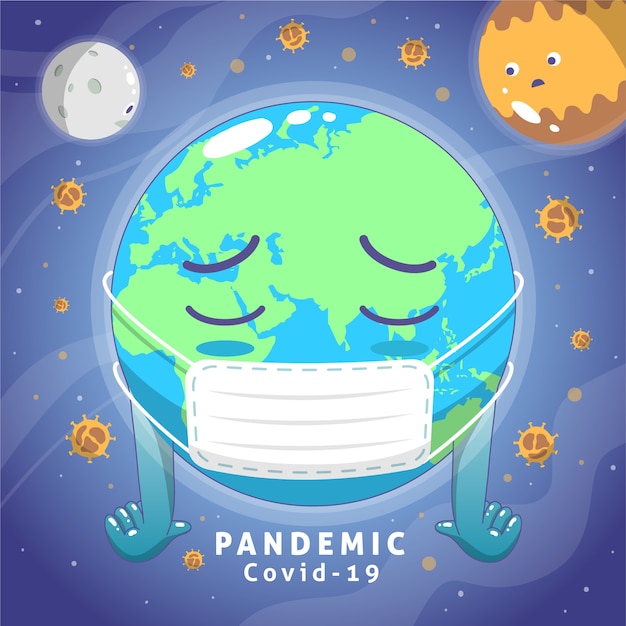 Vecteur gratuit planète malade en période de pandémie