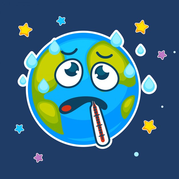Ensemble De Visages De La Terre De Dessin Animé Avec