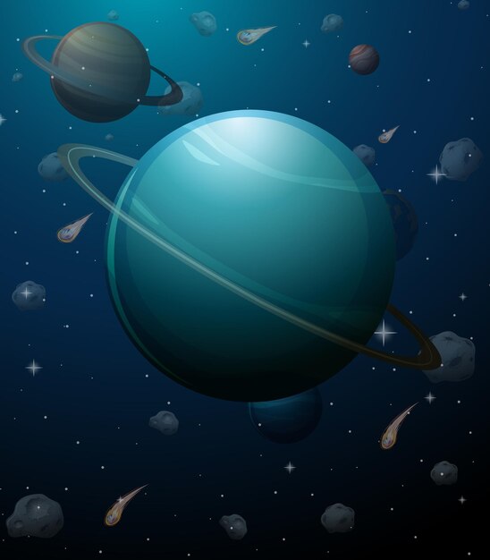 Planète Uranus Sur Fond D'espace