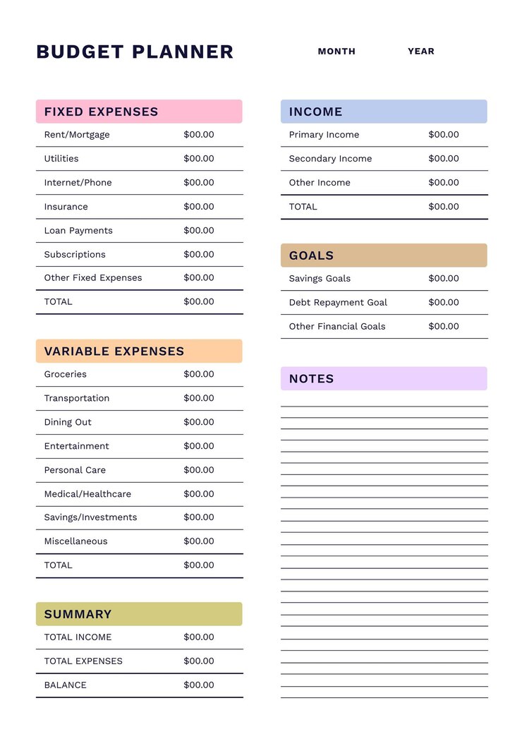 Vecteur gratuit planificateur de budget professionnel simple