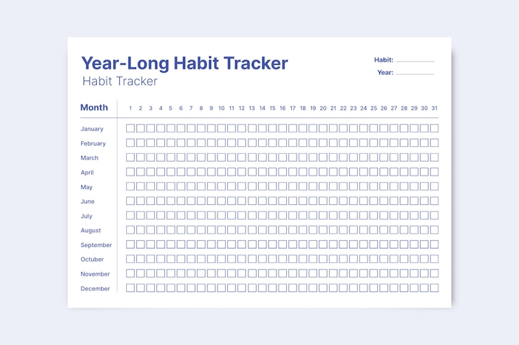 Vecteur gratuit planificateur simple de suivi d'habitudes d'un an