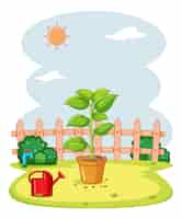 Vecteur gratuit plante en pot dans le jardin