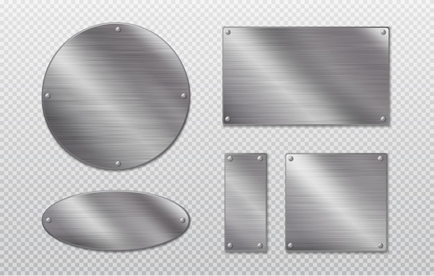 Vecteur gratuit plaque d'étiquette métallique en acier avec rivets