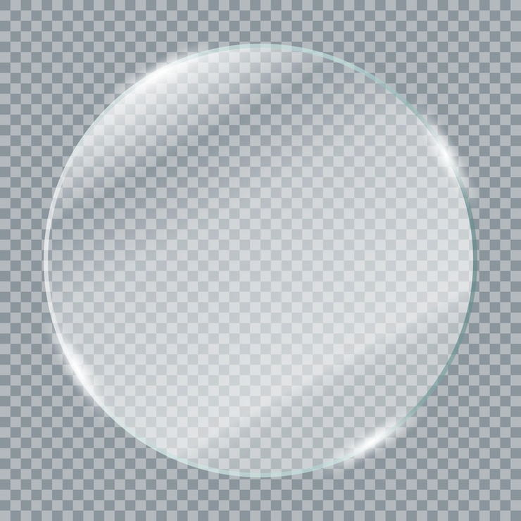 Vecteur gratuit plaques de verre transparent fenêtre en verre transparent réaliste dans un cadre rond illustration vectorielle