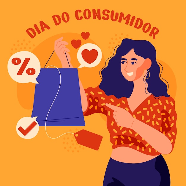 Plat Dia Do Consumidor Illustration En Portugais