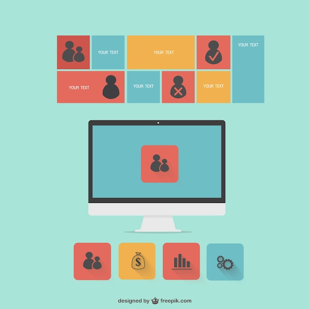 Plat modèle de moniteur infographie