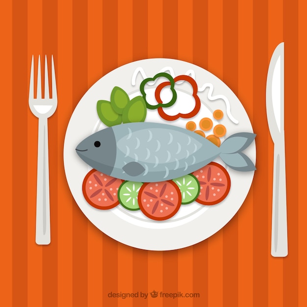 Vecteur gratuit plat de poisson