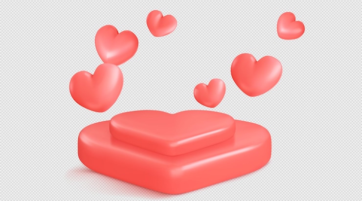 Vecteur gratuit plate-forme en plastique de podium de coeur rouge de valentine 3d