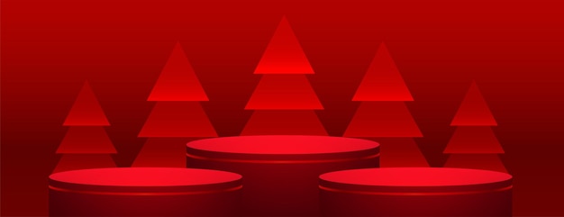 Plate-forme De Podium 3d Joyeux Noël Fond D'écran Rouge