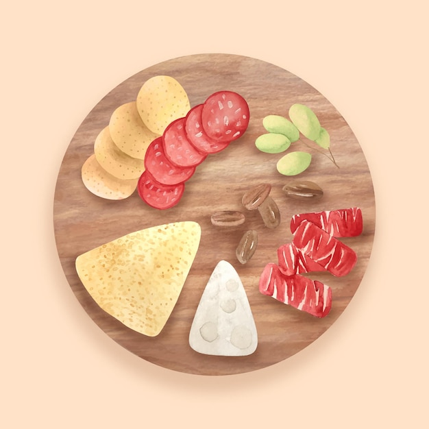 Plateau De Fromages Aquarelle