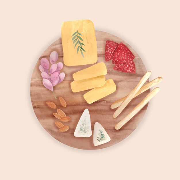 Plateau de fromages aquarelle