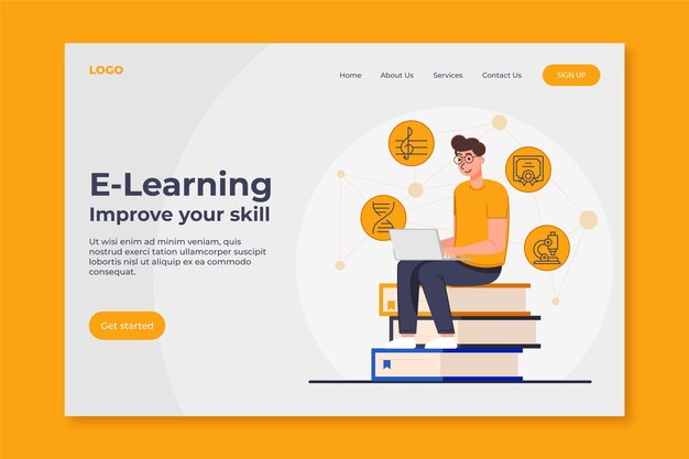 Plateforme d'éducation en ligne linéaire plate