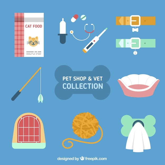 Vecteur gratuit plusieurs accessoires pour animaux de compagnie