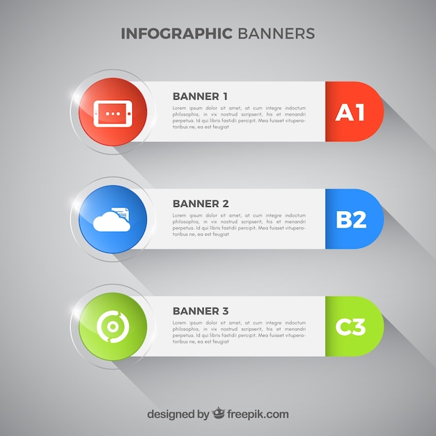 Vecteur gratuit plusieurs bannières infographiques avec des éléments colorés