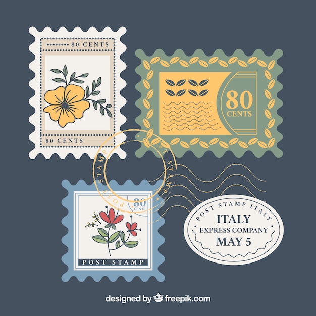 Vecteur gratuit plusieurs timbres de poste