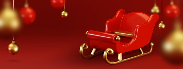 Vecteur gratuit podium du traîneau 3d sur fond rouge