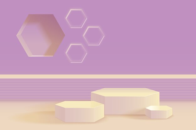 Podium réaliste sur fond pastel lilas