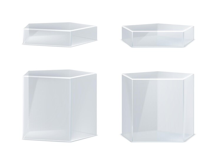 Vecteur gratuit podiums de produits en pentagone transparent en verre