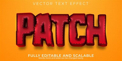 Vecteur gratuit point d'effet de texte modifiable, patch 3d et style de police textile