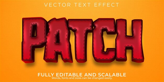 Point d'effet de texte modifiable, patch 3d et style de police textile