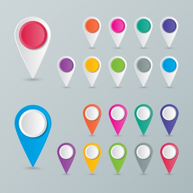 Vecteur gratuit points couleurs de position pour les cartes