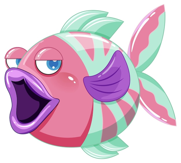 Vecteur gratuit poisson de dessin animé avec de grandes lèvres