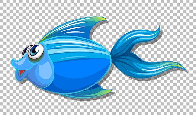 Poisson Mignon Avec Personnage De Dessin Animé De Grands Yeux Sur Fond Transparent