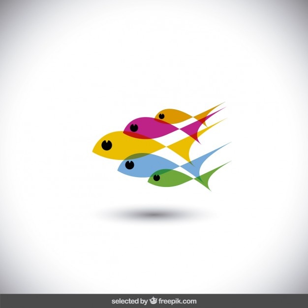 Vecteur gratuit poissons translucides colorés