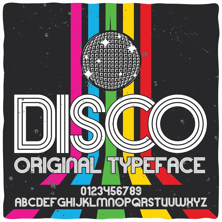 Vecteur gratuit police de caractères disco