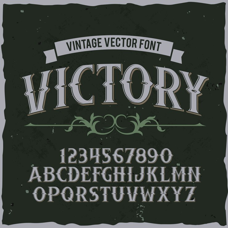 Vecteur gratuit police d'étiquette originale nommée "victory". bonne police artisanale pour toute conception d'étiquettes.