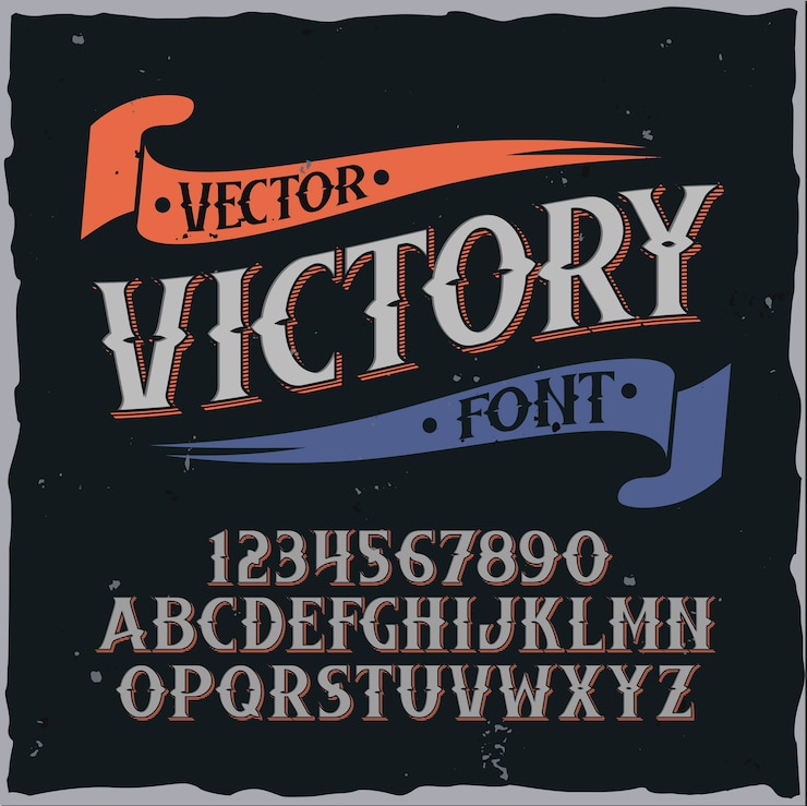 Vecteur gratuit police d'étiquette originale nommée "victory". bonne police artisanale pour toute conception d'étiquettes.