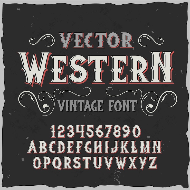 Vecteur gratuit police d'étiquette originale nommée "western".