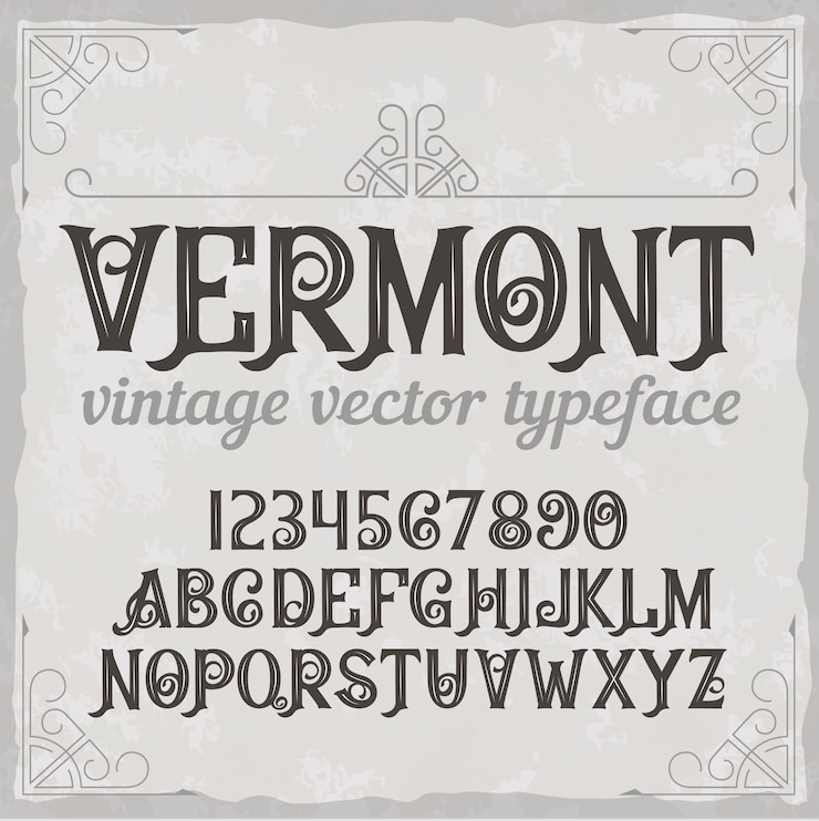 Vecteur gratuit police d'étiquette vintage appelée "vermont".