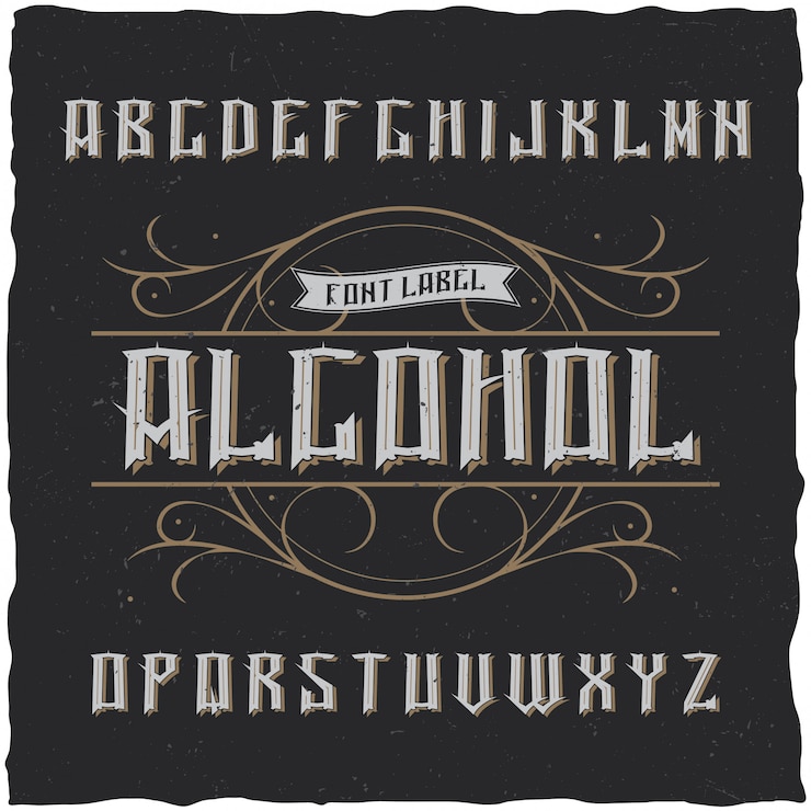 Vecteur gratuit police d'étiquette vintage nommée alcool. bonne police à utiliser dans toutes les étiquettes ou logos vintage.