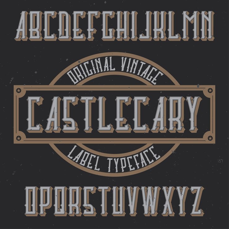Vecteur gratuit police d'étiquette vintage nommée castlecary. bonne police à utiliser dans toutes les étiquettes ou logos vintage.