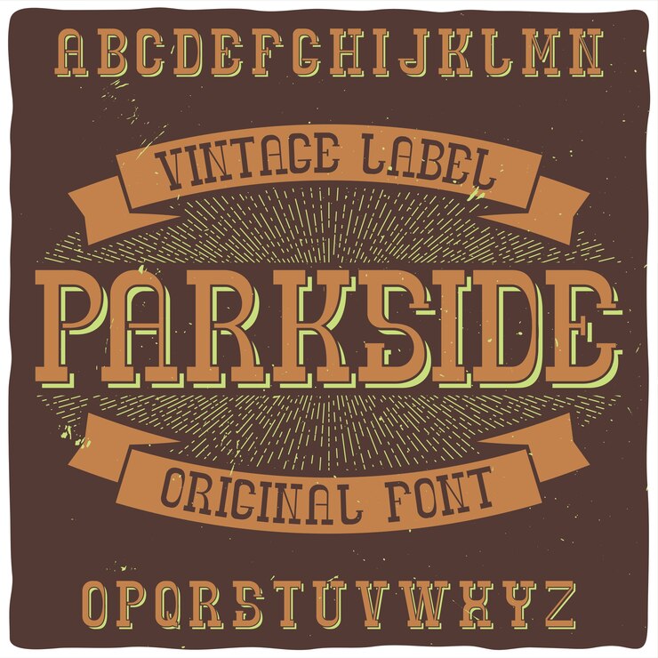 Vecteur gratuit police d'étiquette vintage nommée "parkside".