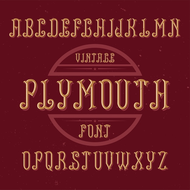 Vecteur gratuit police d'étiquette vintage nommée plymouth. bon à utiliser dans toutes les étiquettes créatives.