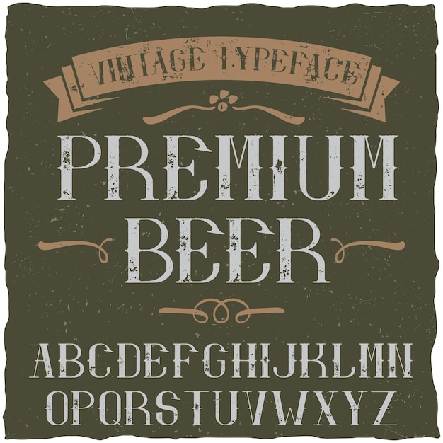Vecteur gratuit police vintage nommée premium beer