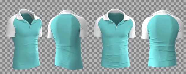 polo homme blanc et aigue-marine en vue différente