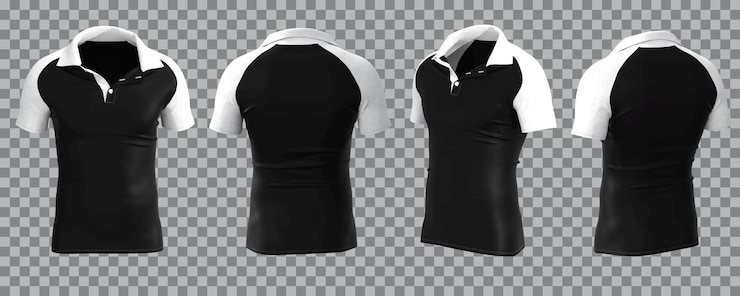 Vecteur gratuit polo homme blanc et noir en vue différente