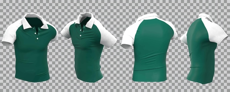 Vecteur gratuit polo homme blanc et vert en vue différente