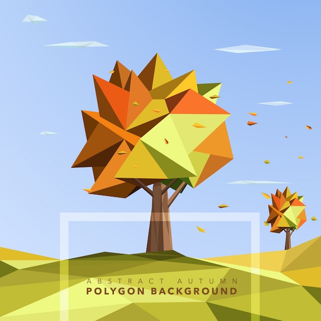 Vecteur gratuit polygon arrière-plan des arbres d'automne