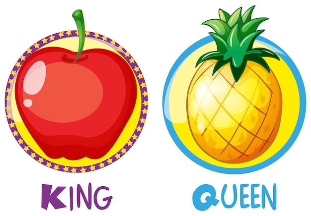 Pomme Et Ananas Sur Badges Ronds