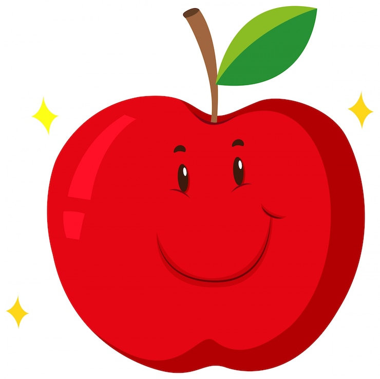 Vecteur gratuit pomme rouge avec un visage heureux