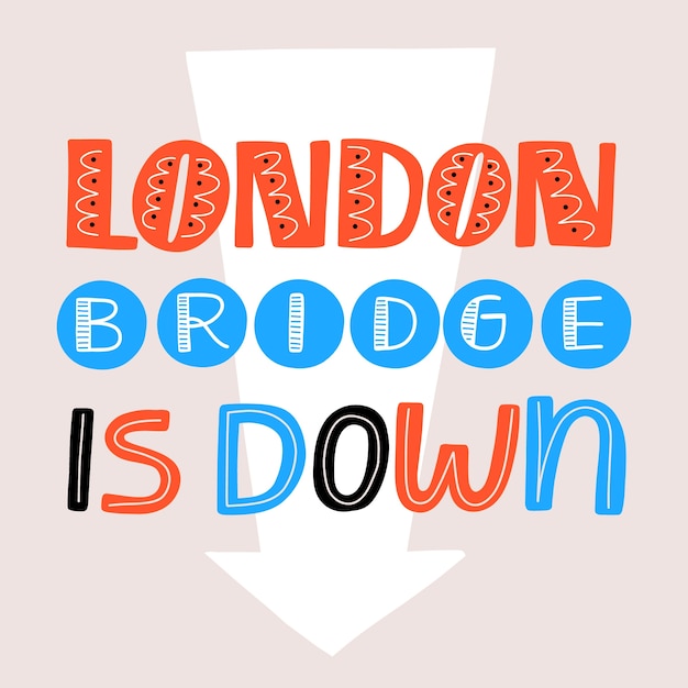 Le Pont De Londres Dessiné à La Main Est En Panne D'illustration De Texte