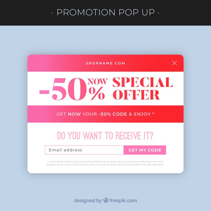 Vecteur gratuit pop-up promotionnel coloré avec un design plat
