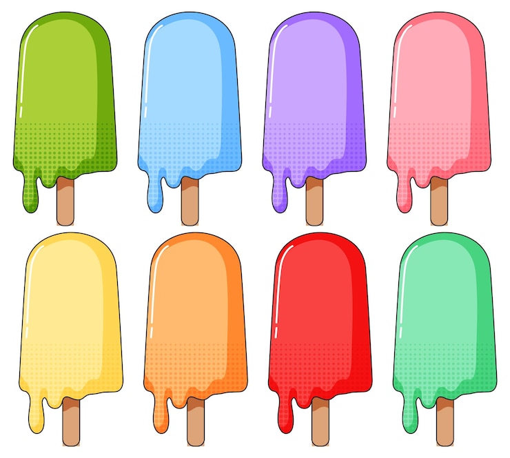 Vecteur gratuit popsicles de plusieurs couleurs
